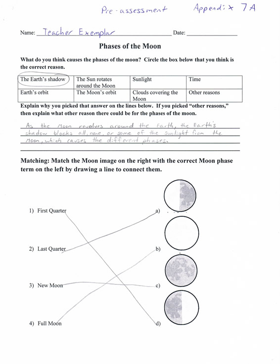 Teacher Exemplar Pre-Assessment