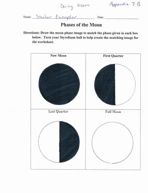 Drawing the Phases of the Moon Teacher Exemplar