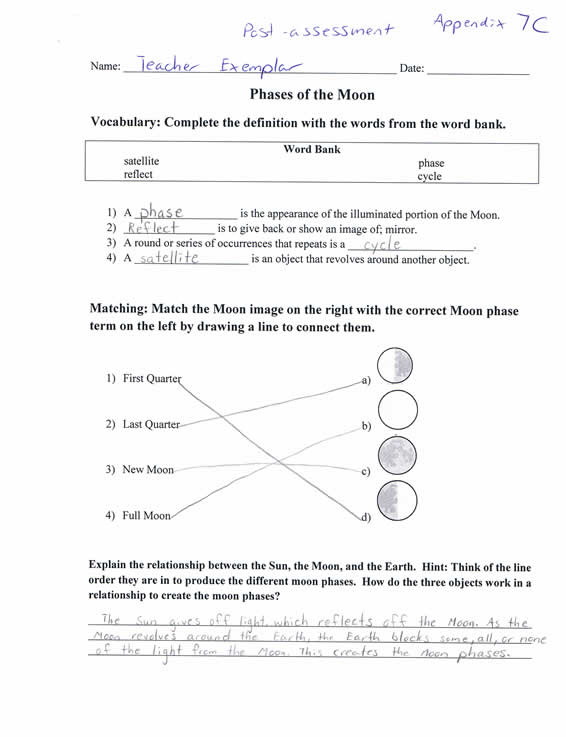 Post-Assessment Teacher Exemplar